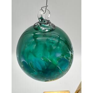 Glass Eye Studio or other blueish green christmas ornament artisan unique hand